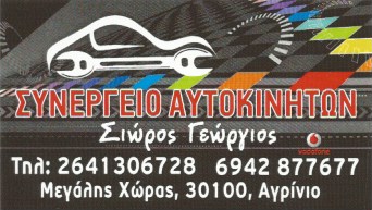ΣΙΩΡΟΣ ΓΕΩΡΓΙΟΣ - ΣΥΝΕΡΓΕΙΟ ΑΥΤΟΚΙΝΗΤΩΝ ΛΕΥΚΑ ΑΓΡΙΝΙΟ - SERVICE ΑΥΤΟΚΙΝΗΤΩΝ ΑΓΡΙΝΙΟ -ΕΥΘΥΓΡΑΜΜΙΣΕΙΣ